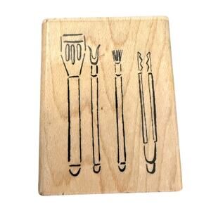 JRL Design Co BBQ Utensils Grilling Rubber Stamp EUC